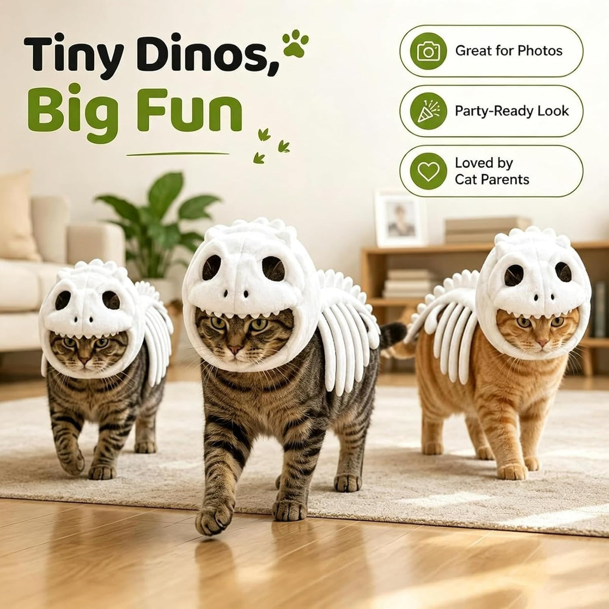 Glow-in-the-Dark Dinosaur Skeleton Cat Costume