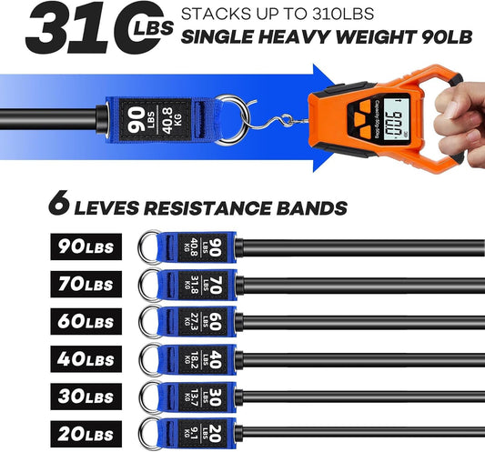 310lbs/390lbs Heavy Resistance Bands with Handles for Working Out