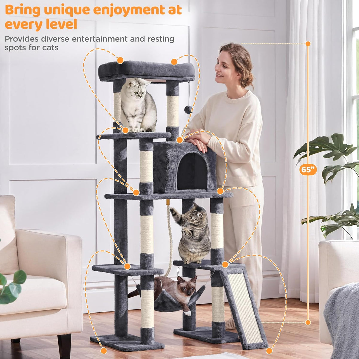 Sturdy Cat Tower for Heavy Cats, Indoor